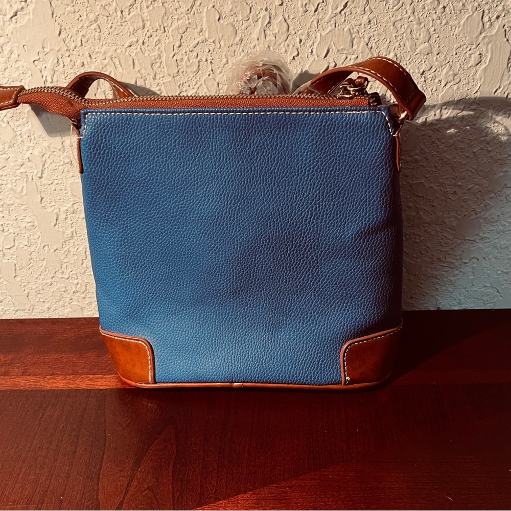 NWOT Blue and Tan Crossbody Bag - Picture 2 of 2